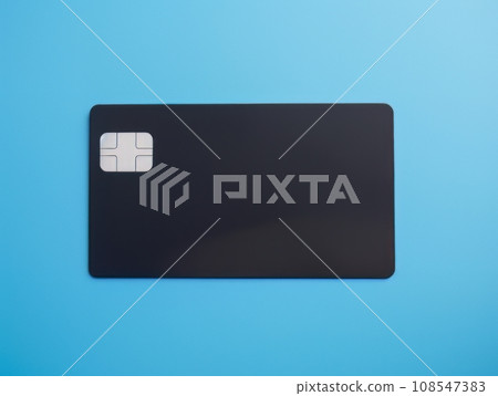 Black bank card on blue background isolated AI Black bank card on blue background isolated AI 108547383