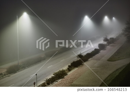 Foggy Road at night 108548213