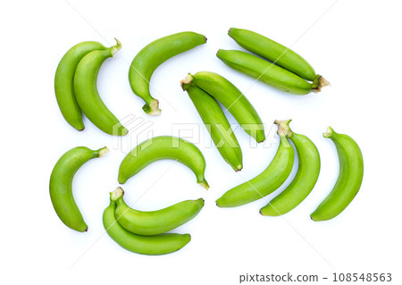 Green banana on white background Green banana on white background 108548563
