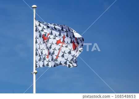 Flag of Concarneau waving atop of its pole Flag of Concarneau waving atop of its pole 108548653