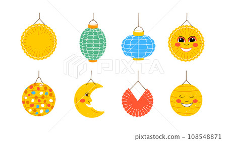 Set of diverse lantern for saint martin day.Laternenumzug tradition in europe 108548871