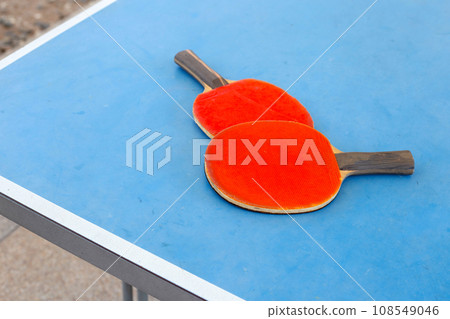 Table tennis equipment rackets (ping-pong paddles). Sport for health concept Table tennis equipment rackets (ping-pong paddles). Sport for health concept 108549046