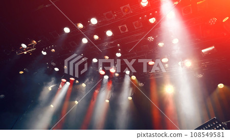 stage lights during the show, concert atmosphere with spotlights and Stage mist 108549581