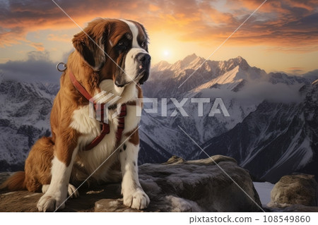 Rescue dog in the mountains AI Rescue dog in the mountains AI 108549860