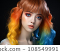 a woman with colorful hair and blue eyes 108549991