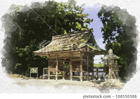 水彩風格吉川八幡宮瑞神門吉備中央町岡山縣 108550388