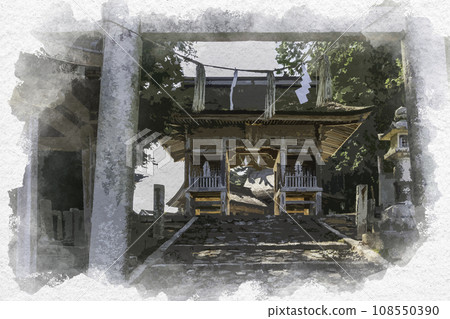 水彩風格吉川八幡宮瑞神門吉備中央町岡山縣 108550390