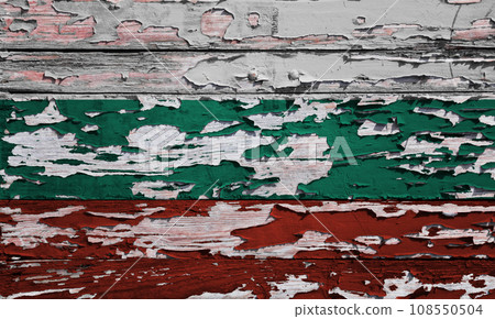 Flag of Bulgaria painted on a wooden board Flag of Bulgaria painted on a wooden board 108550504