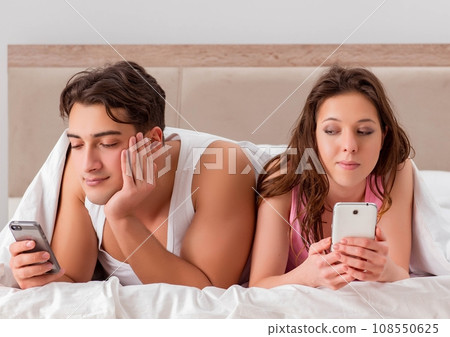 Family conflict with wife husband in bed Family conflict with wife husband in bed 108550625