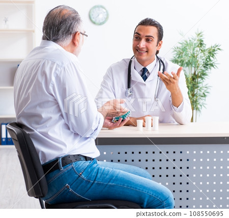 Old man visiting young male doctor 108550695