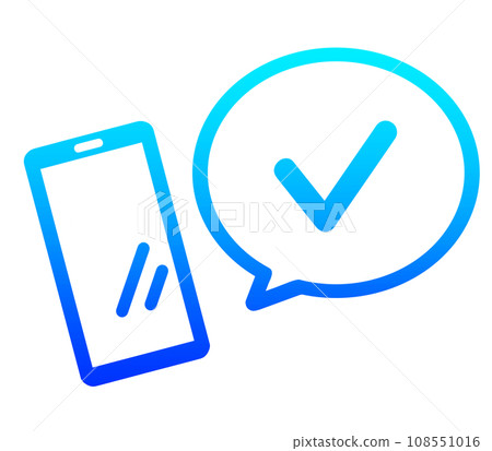 Blue gradient smartphone and check mark 108551016