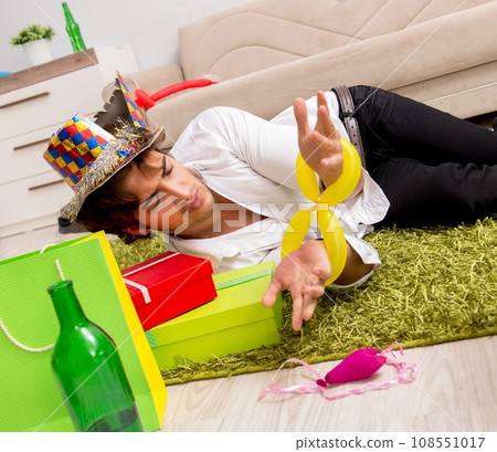 Young man having hangover after party 108551017