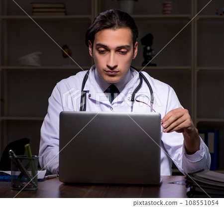 Young male doctor in the hospital at night 108551054