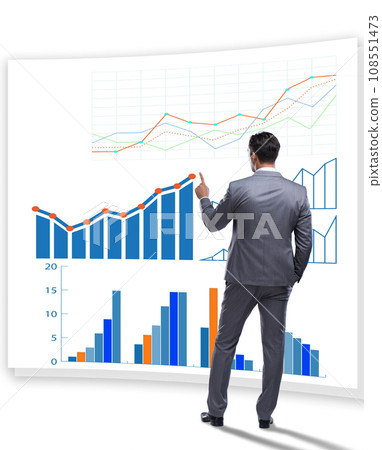 Businessman in business visualization and infographics concept Businessman in business visualization and infographics concept 108551473