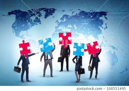 Concept of business people and jigsaw puzzle Concept of business people and jigsaw puzzle 108551495