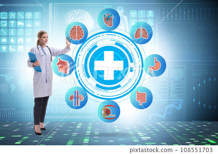 Telemedicine concept with medical elements 108551703