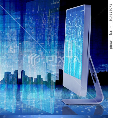 Computer screen in business concept - 3d rendering 108551973