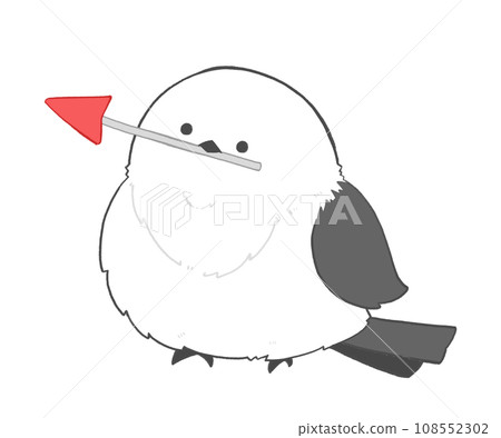 一隻長尾山雀拿著指點桿，向側面看 108552302