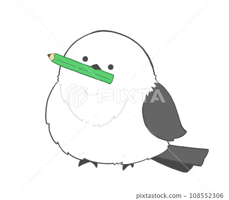 長尾山雀拿著鉛筆，側視 108552306