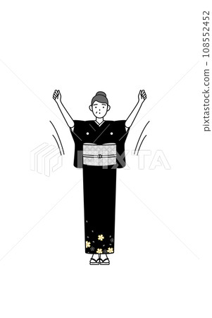 A senior woman in a kimono doing radio calisthenics, at a New Year's shrine visit, a wedding, etc. 108552452