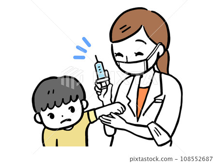 Illustration of a child receiving vaccination Illustration of a child receiving vaccination 108552687