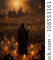All Saints Day, the souls of the dead return home, oil illustration AI 108553161