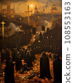 All Saints Day, the souls of the dead return home, oil illustration AI 108553163
