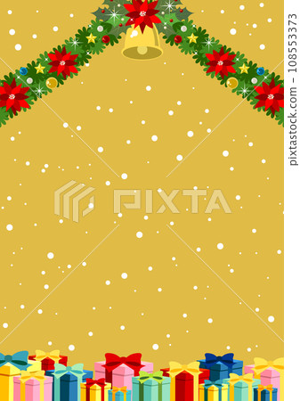 Christmas, background, illustration, present, gift, simple, cute, gold, vertical 108553373