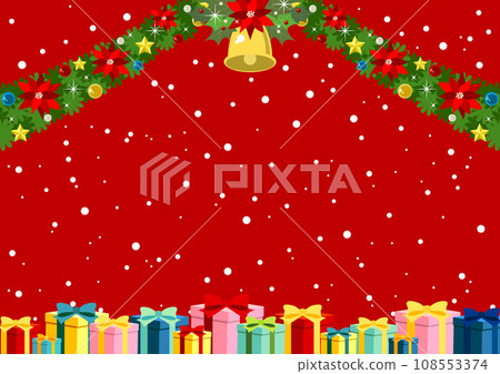 Christmas, background, illustration, present, gift, simple, cute, red, horizontal 108553374