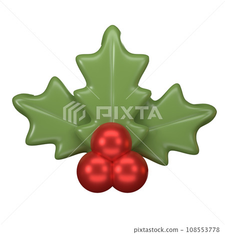3d holly, Christmas decorative clipart 108553778