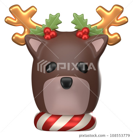3d cute reindeer, Christmas Character clipart 108553779