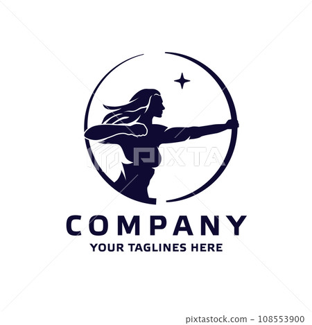 Silhouette of a fantasy female warrior archer 108553900