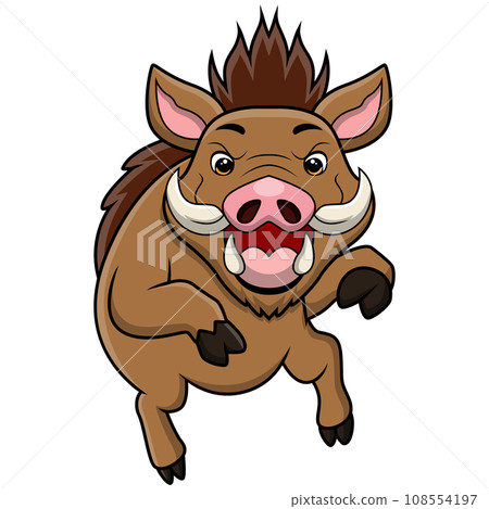 Cute wild boar cartoon on white background Cute wild boar cartoon on white background 108554197