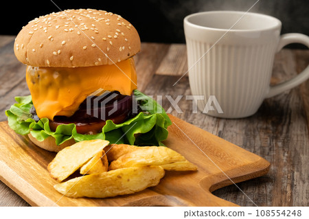 hamburger coffee hamburger coffee 108554248