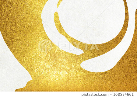 Japanese style background material with golden patterns drawn on white Japanese paper 108554661