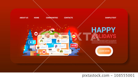 man tourist in santa claus hat join a travel community free homestay arrangement happy new year concept horizontal man tourist in santa claus hat join a travel community free homestay arrangement happy new year concept horizontal 108555001