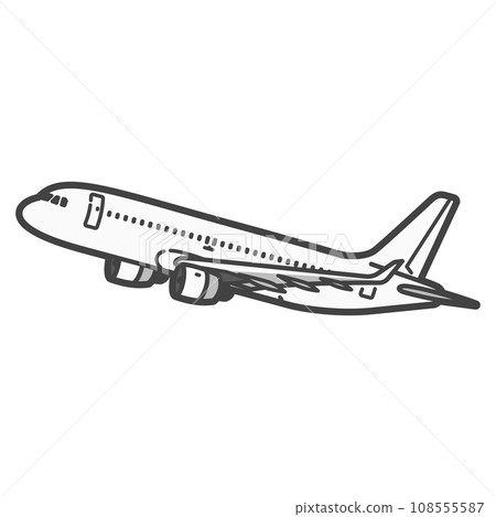 Excited about domestic and international travel! Illustration of a passenger plane/airplane in flight/cruise 108555587