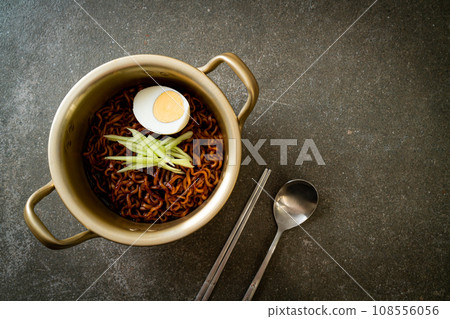 Korean Instant Noodle with Black Bean Sauce (Jajangmyeon or JJajangmyeon) 108556056