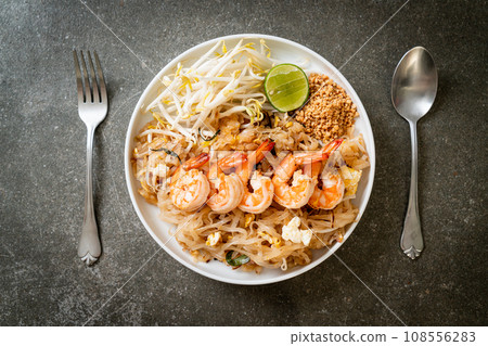 stir-fried noodles with shrimp and sprouts or Pad Thai stir-fried noodles with shrimp and sprouts or Pad Thai 108556283