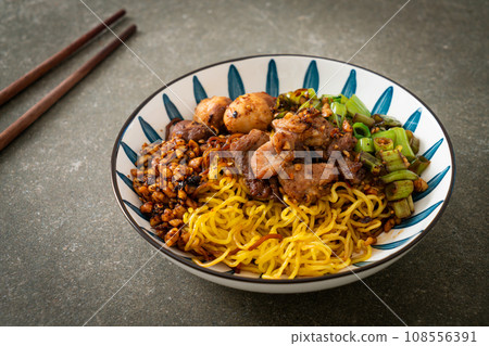 dried egg noodle with pork and meatball dried egg noodle with pork and meatball 108556391