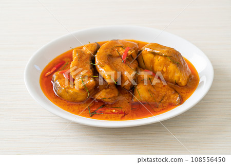 Redtail Catfish Fish in Dried Red Curry Sauce that called Choo Chee Redtail Catfish Fish in Dried Red Curry Sauce that called Choo Chee 108556450