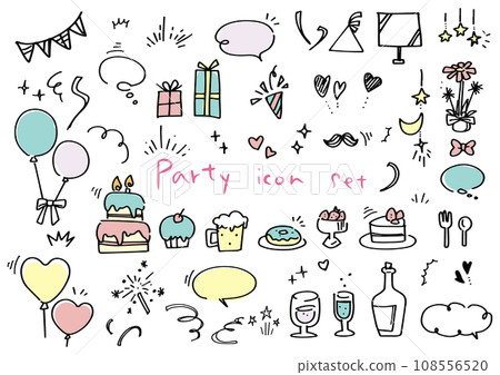 可愛的手繪派對圖示插畫素材 可愛的手繪派對圖示插畫素材 108556520