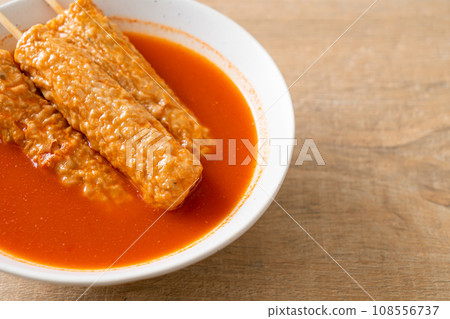 Omuk - Korean fish cake skewer in Korean spicy soup 108556737