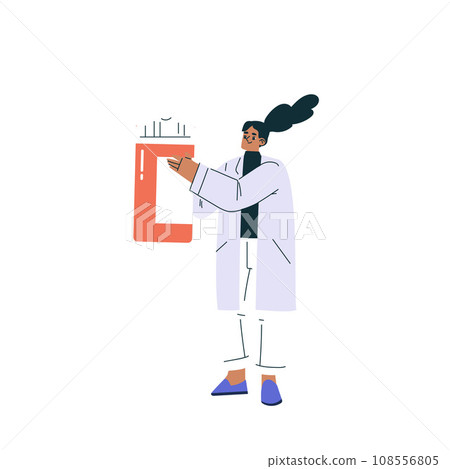 Female Doctor Character as Professional Hospital Worker Hold Medicine Bottle Vector Illustration Female Doctor Character as Professional Hospital Worker Hold Medicine Bottle Vector Illustration 108556805