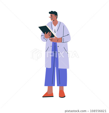 Male Doctor Character as Professional Hospital Worker with Clipboard Vector Illustration Male Doctor Character as Professional Hospital Worker with Clipboard Vector Illustration 108556821