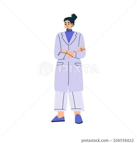Female Doctor Character as Professional Hospital Worker Standing in White Gown Vector Illustration 108556822