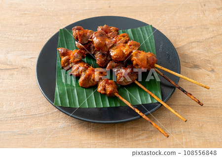 grilled chicken gizzard skewer in Asian style 108556848