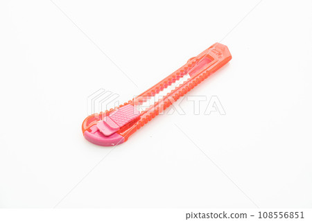 Pink Cutter Knife on white background 108556851