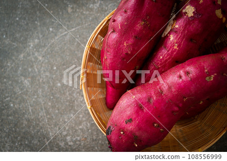 Japanese sweet potatoes on basket Japanese sweet potatoes on basket 108556999