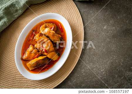 Redtail Catfish Fish in Dried Red Curry Sauce that called Choo Chee 108557197